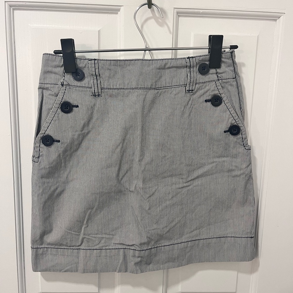 Navy Striped Button-Accent Miniskirt